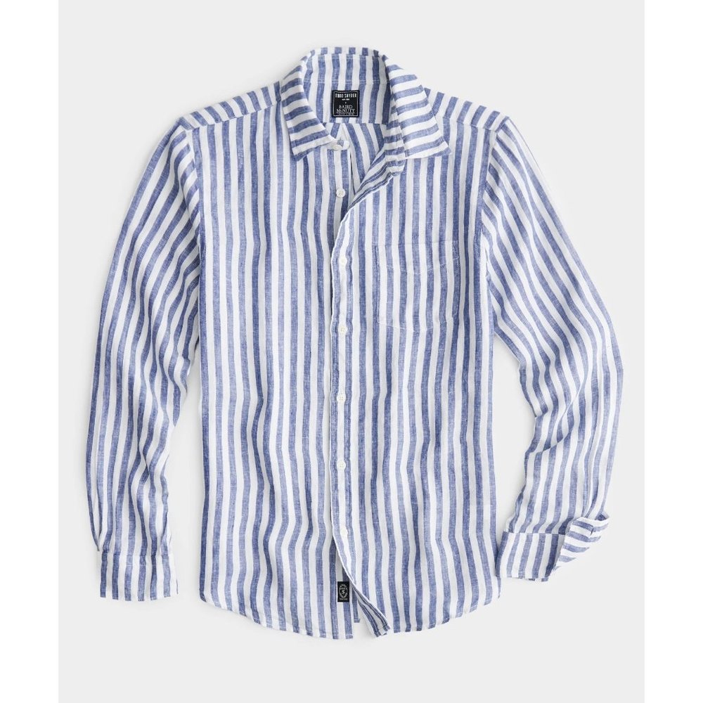 Todd Snyder Blue and White Striped Casual Button Down Shirt